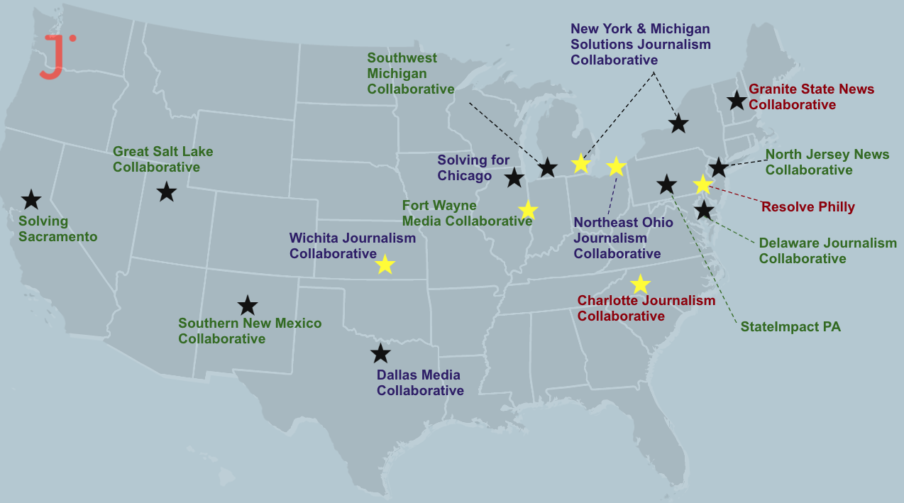 A map of where the Local Media Project collaboratives are located