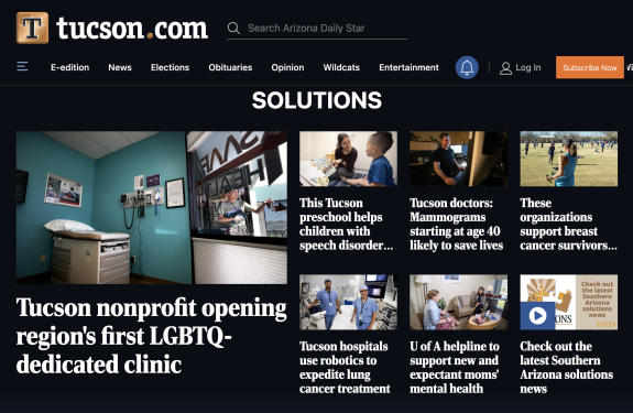 Screenshot of the Arizona Daily Star solutions homepage