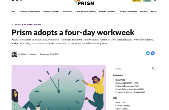 Screenshot of Prism article