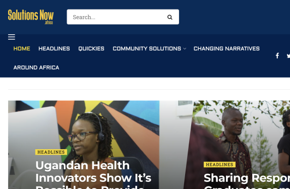 Screenshot of the Solutions Now Africa homepage