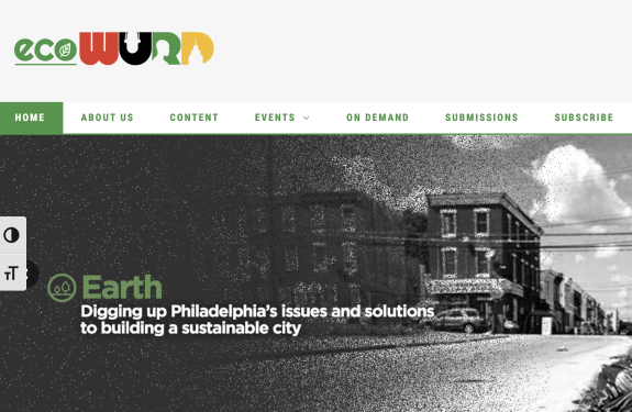 Screenshot of ecoWURD homepage